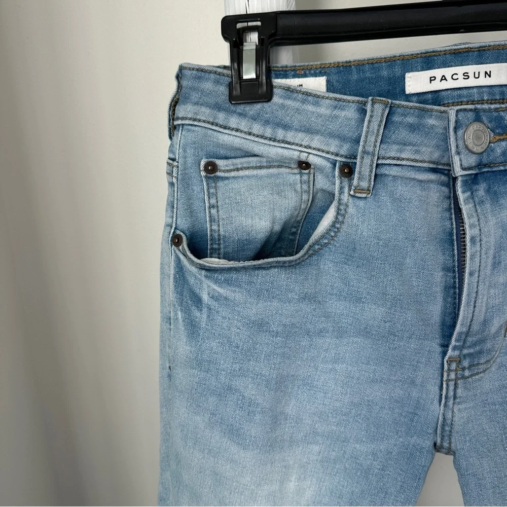 PacSun Men's Slim Jeans in Light Blue Size 28 X 30